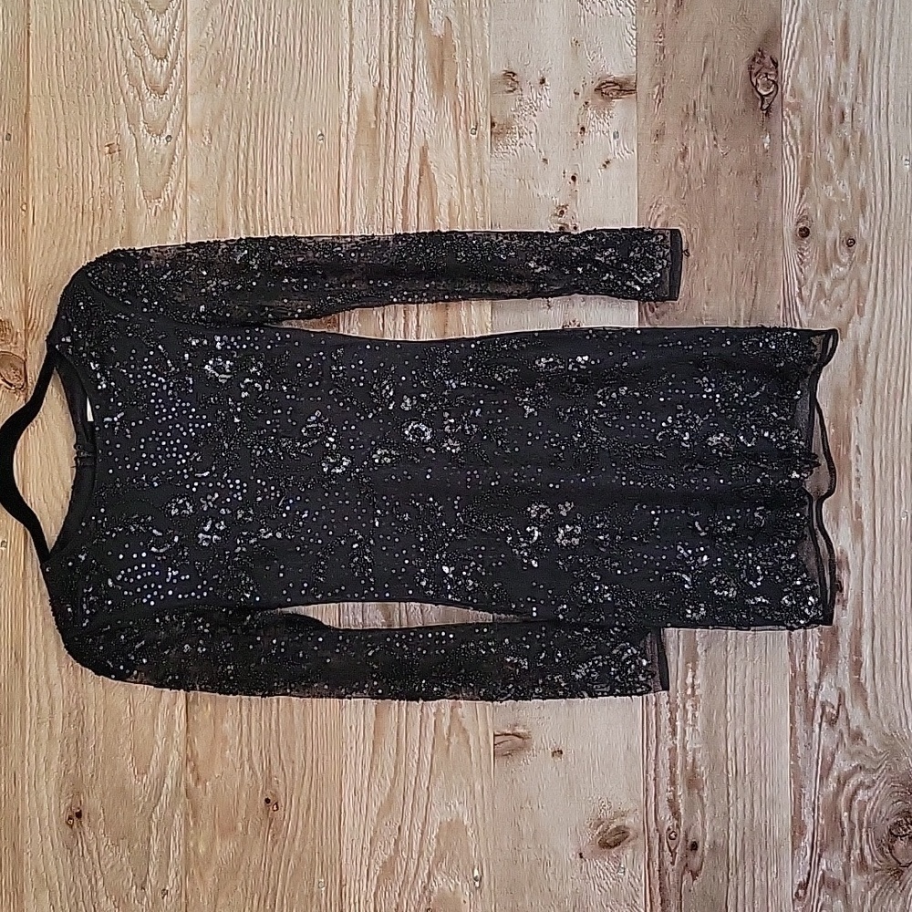 Altar'd State Size XSmall Black Ania Beaded Mini Dress
